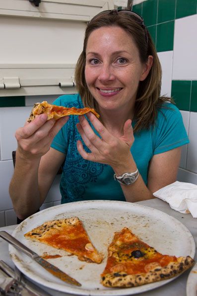 Julie eating Napoli pizza