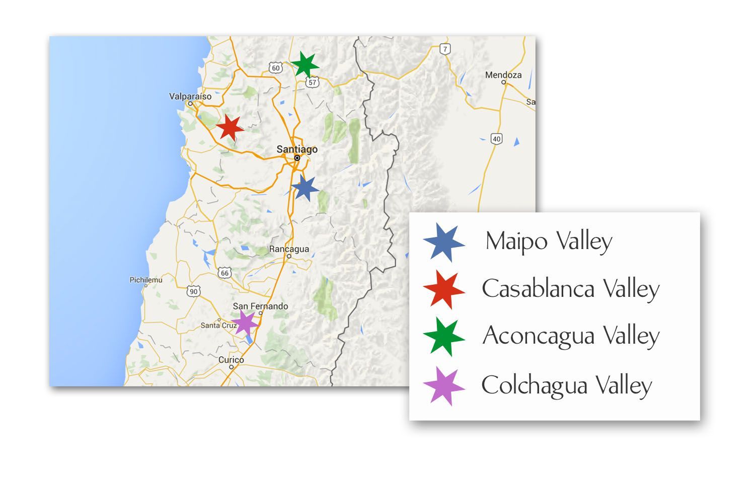 Map of Chilean Wine Regions
