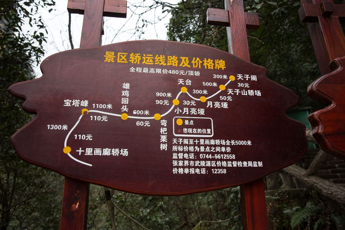 Zhangjiajie Park Map