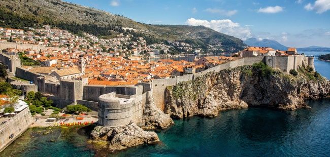 Dubrovnik on a cliff above water