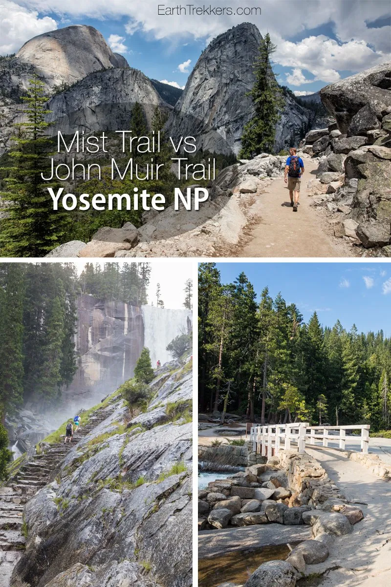 Hiking in Yosemite to Vernal Falls and Nevada Falls. Mist Trail vs John Muir Trail, which one should you choose?