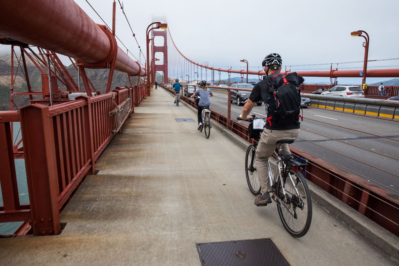 biking across golden gate bridge