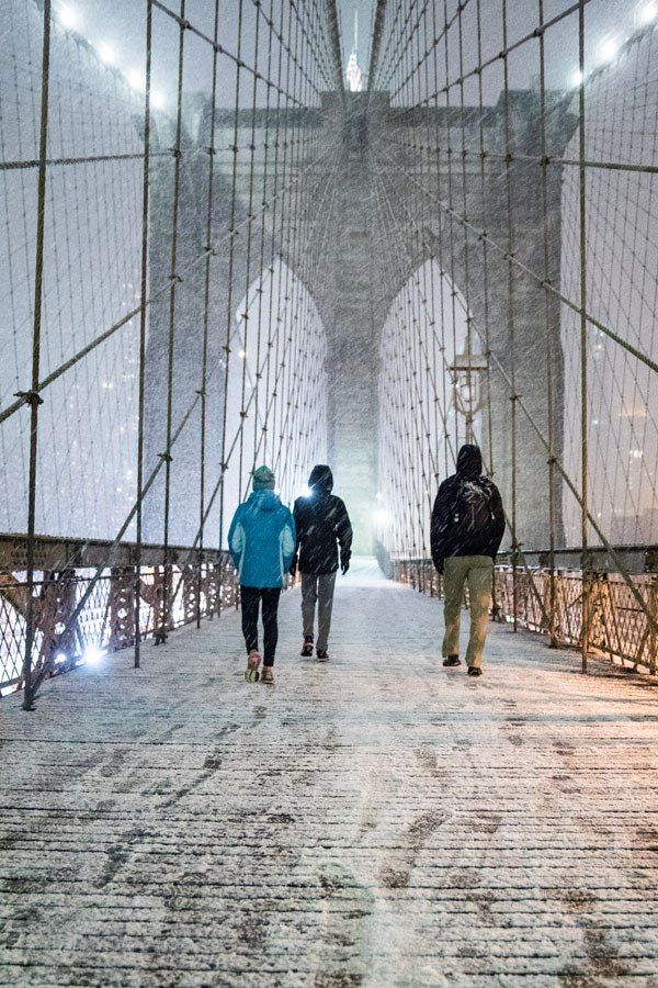 Brooklyn Bridge in Snow