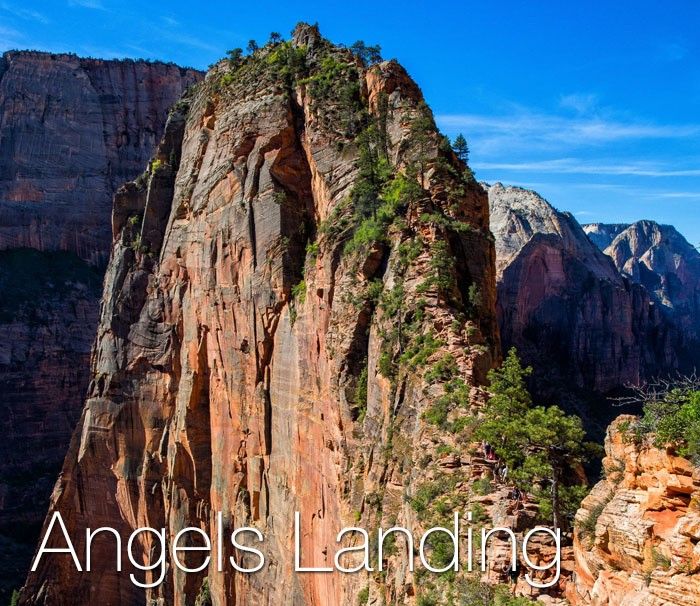 Angels Landing rock formation in the Zion National Park in Utah.