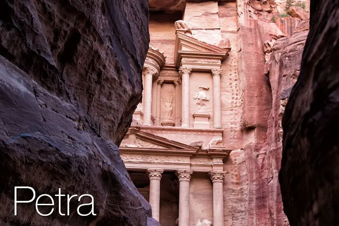 Ancient architecture at Petra in Jordan.
