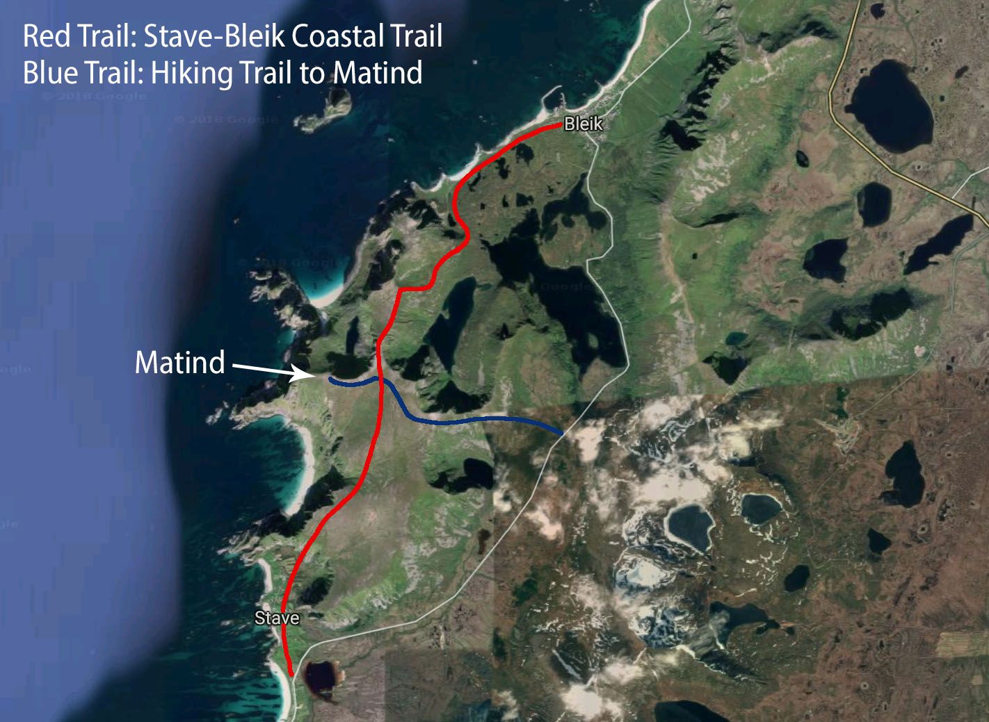 Stave Bleik Hiking Map
