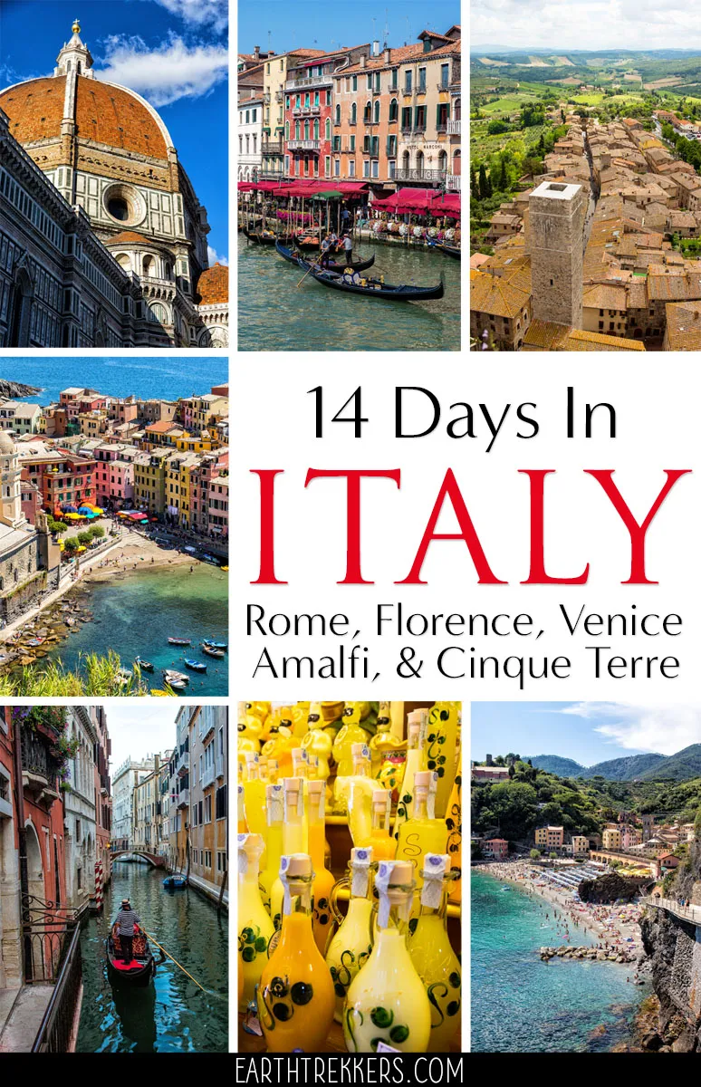 Two weeks in Italy. Plan the perfect trip to Italy. Visit Rome, Florence, Venice, Tuscany, Cinque Terre, Amalfi Coast and more.