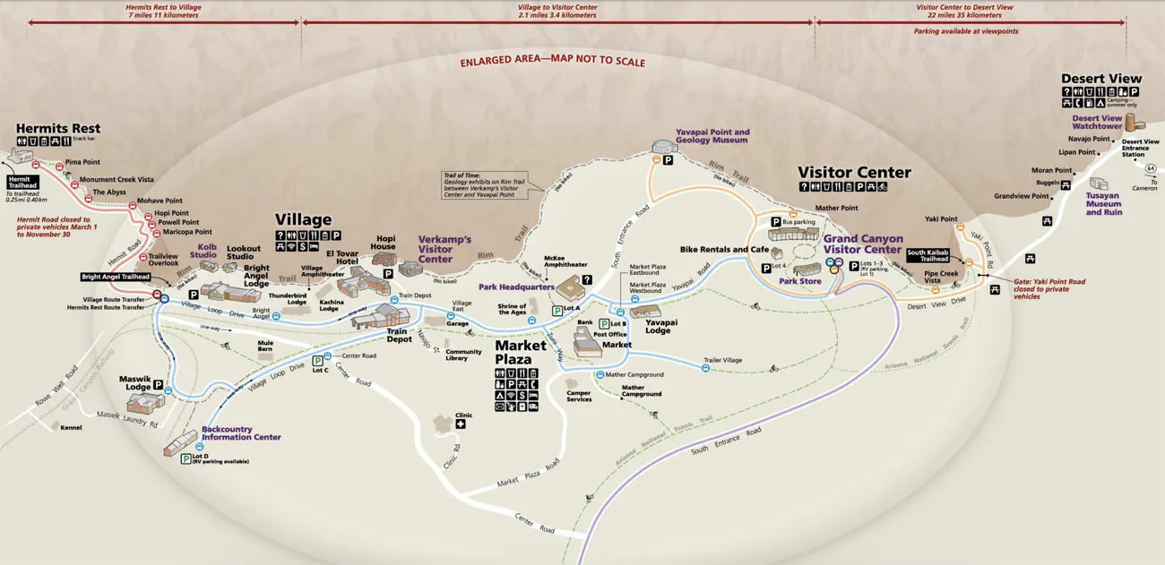 Map of GC Village one day in the Grand Canyon
