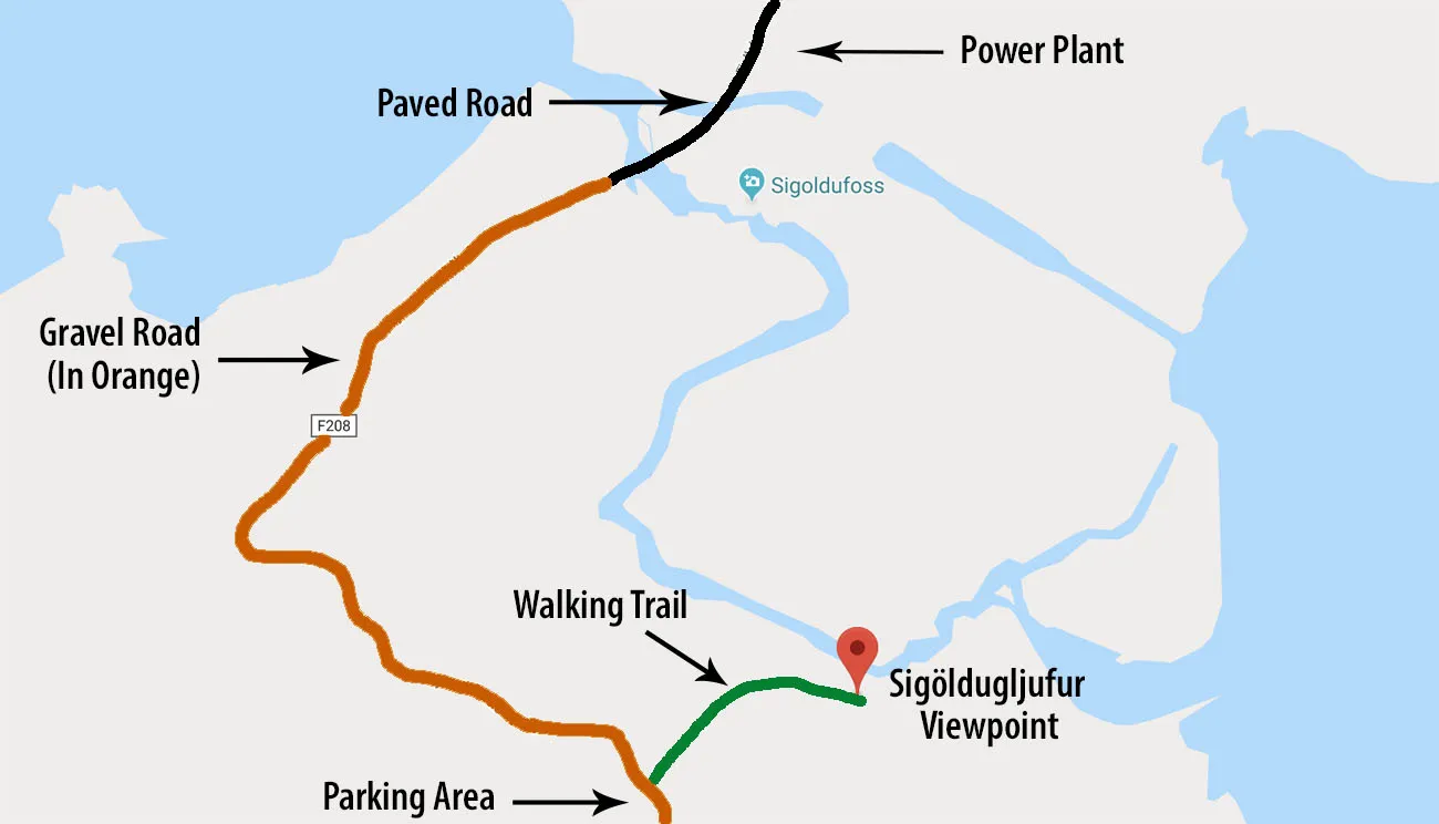 Map to Sigoldugljufur