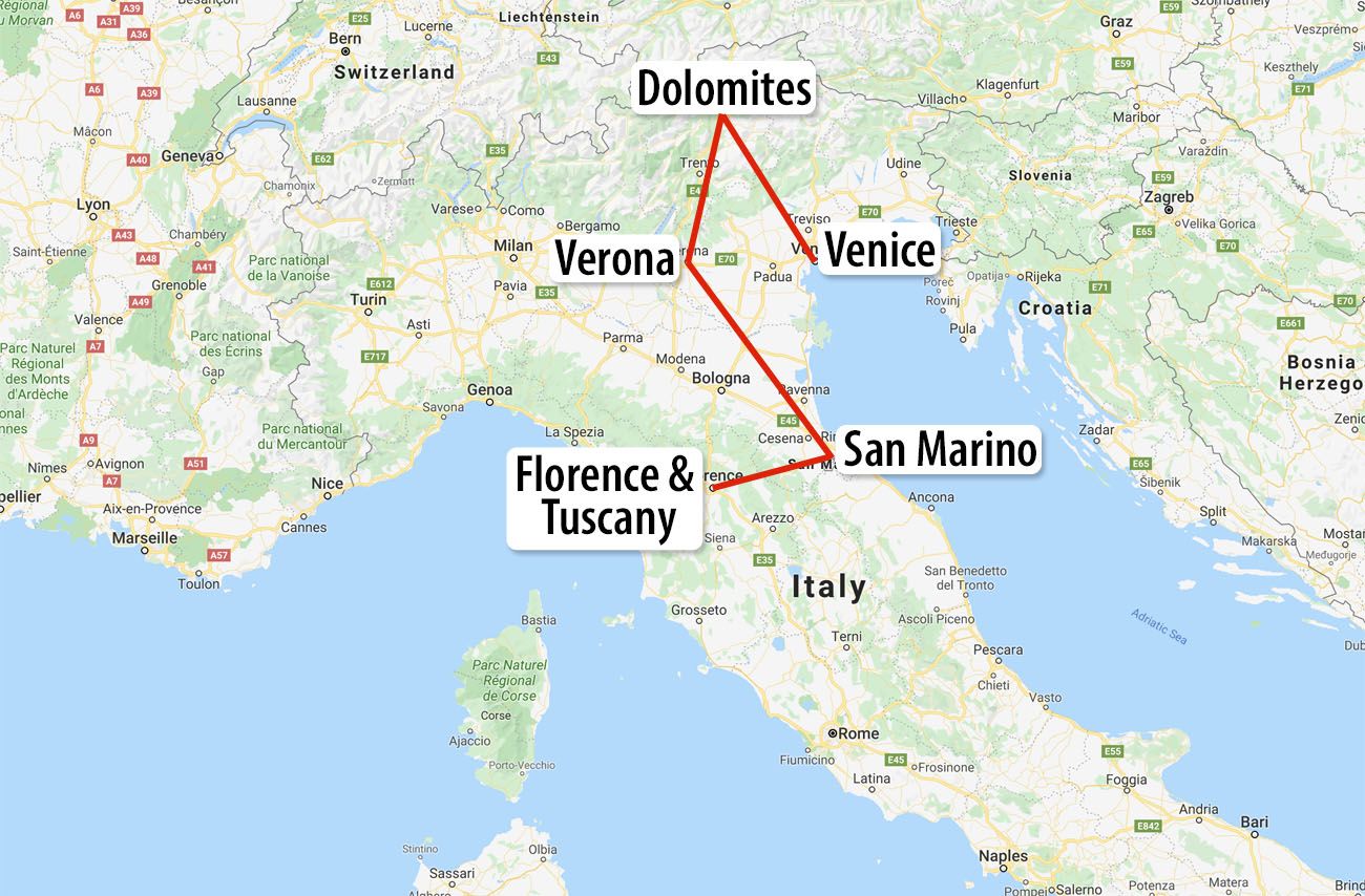 Italy Itinerary with Dolomites