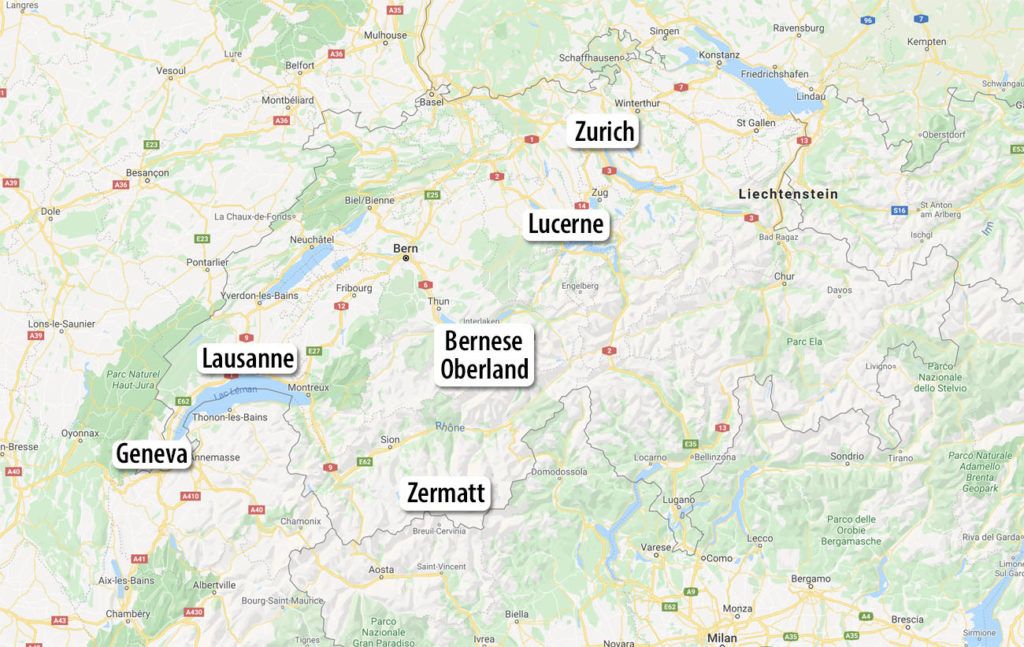 Switzerland Itinerary 14 Day Map Lausanne | Earth Trekkers