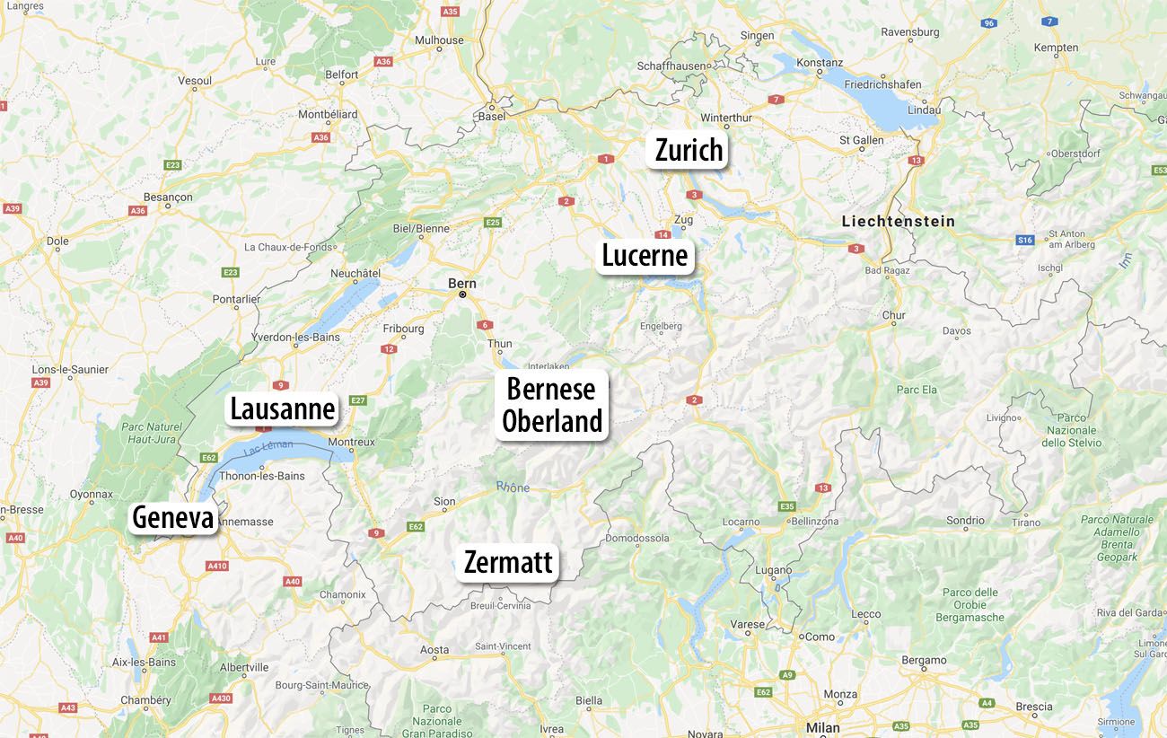 Switzerland Itinerary 14 Day Map Lausanne