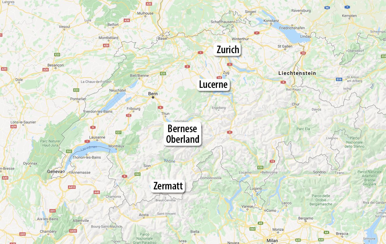 Switzerland Itinerary Map