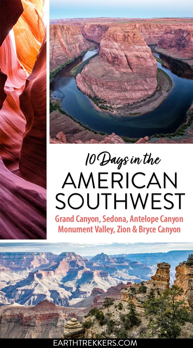 American Southwest 10 day Road Trip Itinerary: Grand Canyon, Zion, Bryce, Monument Valley, Las Vegas, and more.