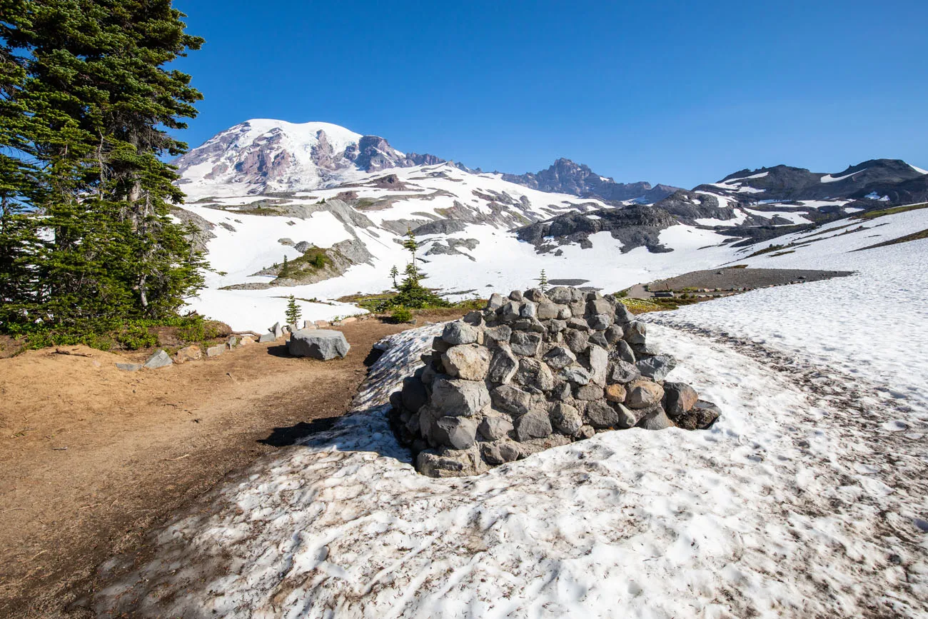 Stevens-Van Trump Monument with Mount Rainier in the background