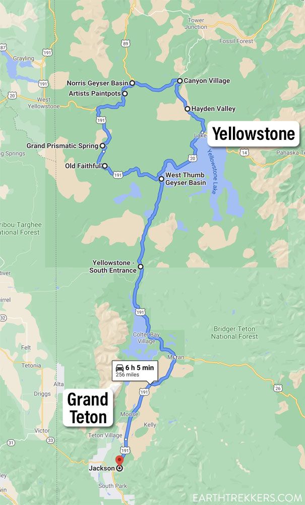 Yellowstone Day Trip Map