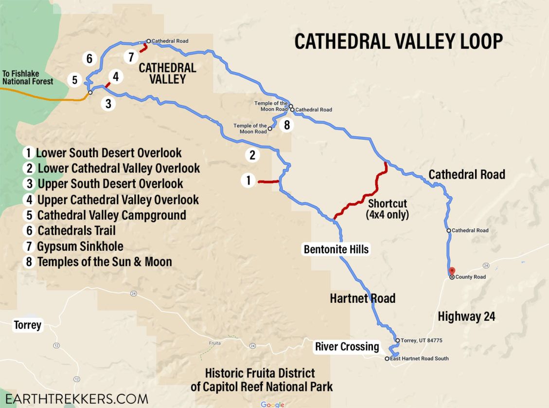 Cathedral Valley Loop的完整指南：景点，驾驶路线和地图 - 地球徒步旅行者新利18lck - 18luck新客户端