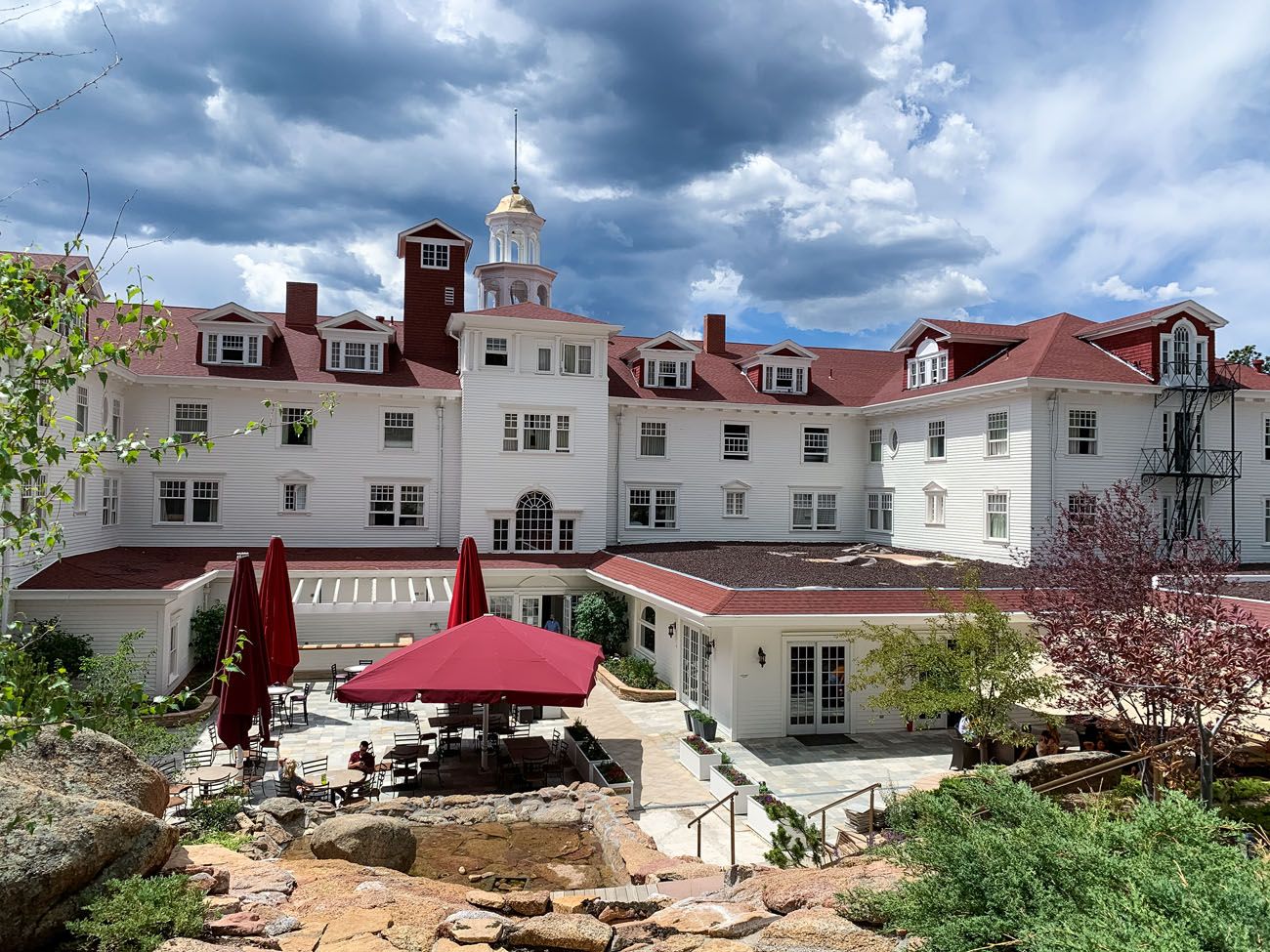 people at swimming pool Stanley Hotel Estes Park Colorado Stock