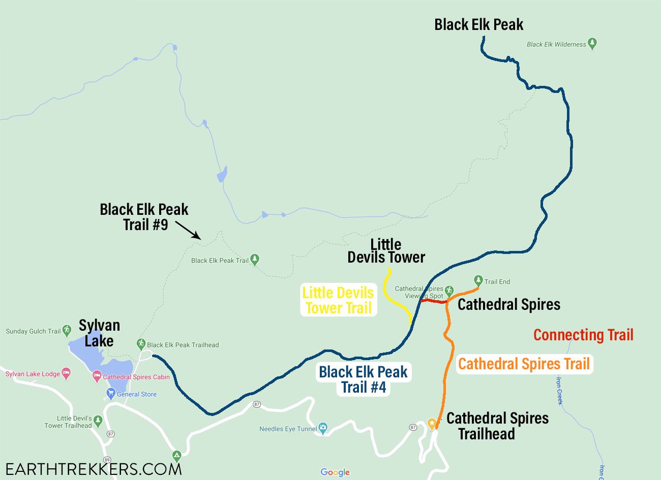 Black Elk Peak Hiking Map