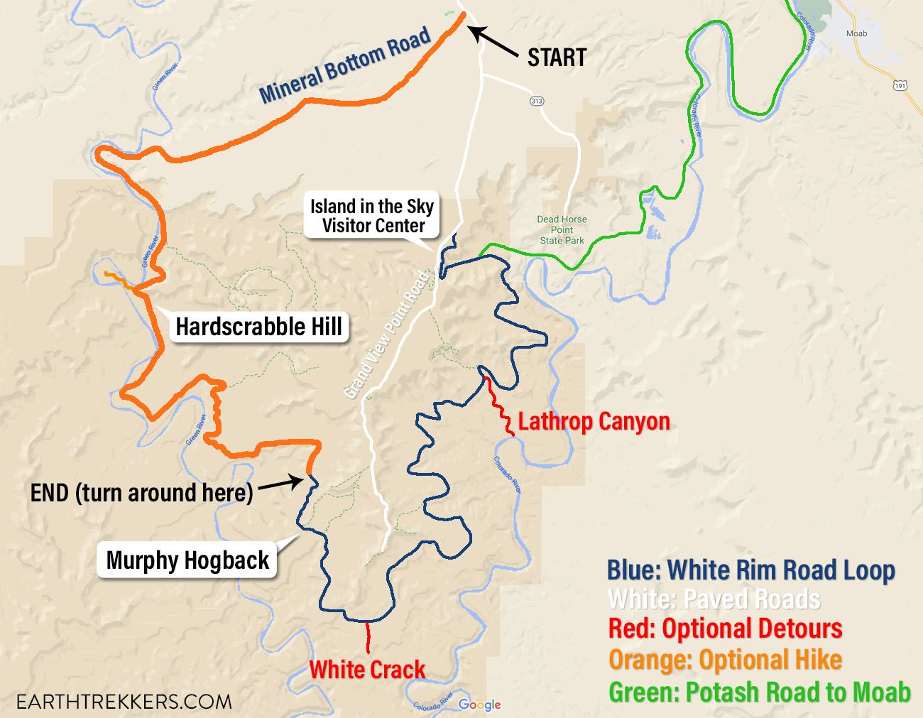 White Rim Road Map