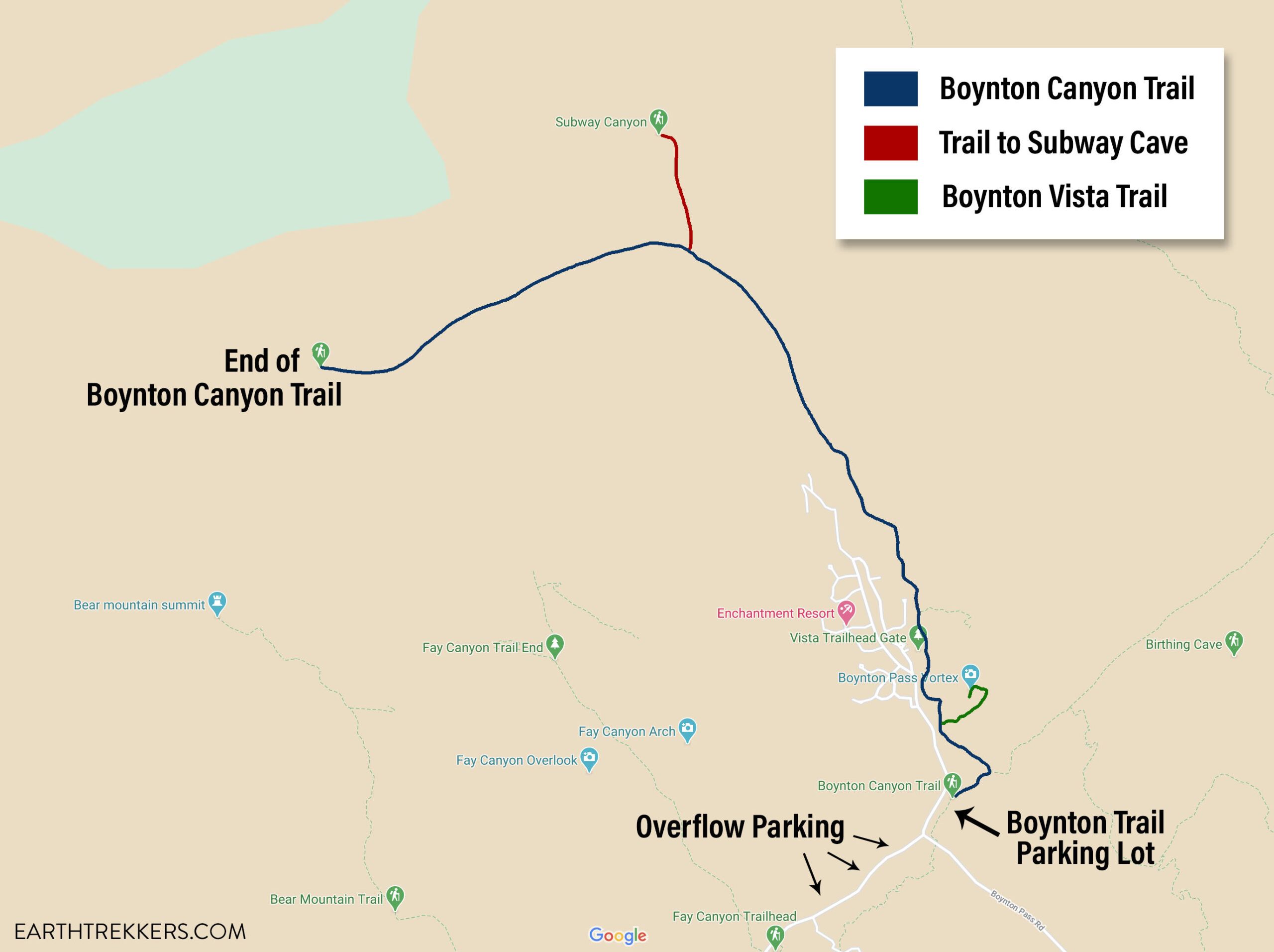 Boynton Trail and Cave Map