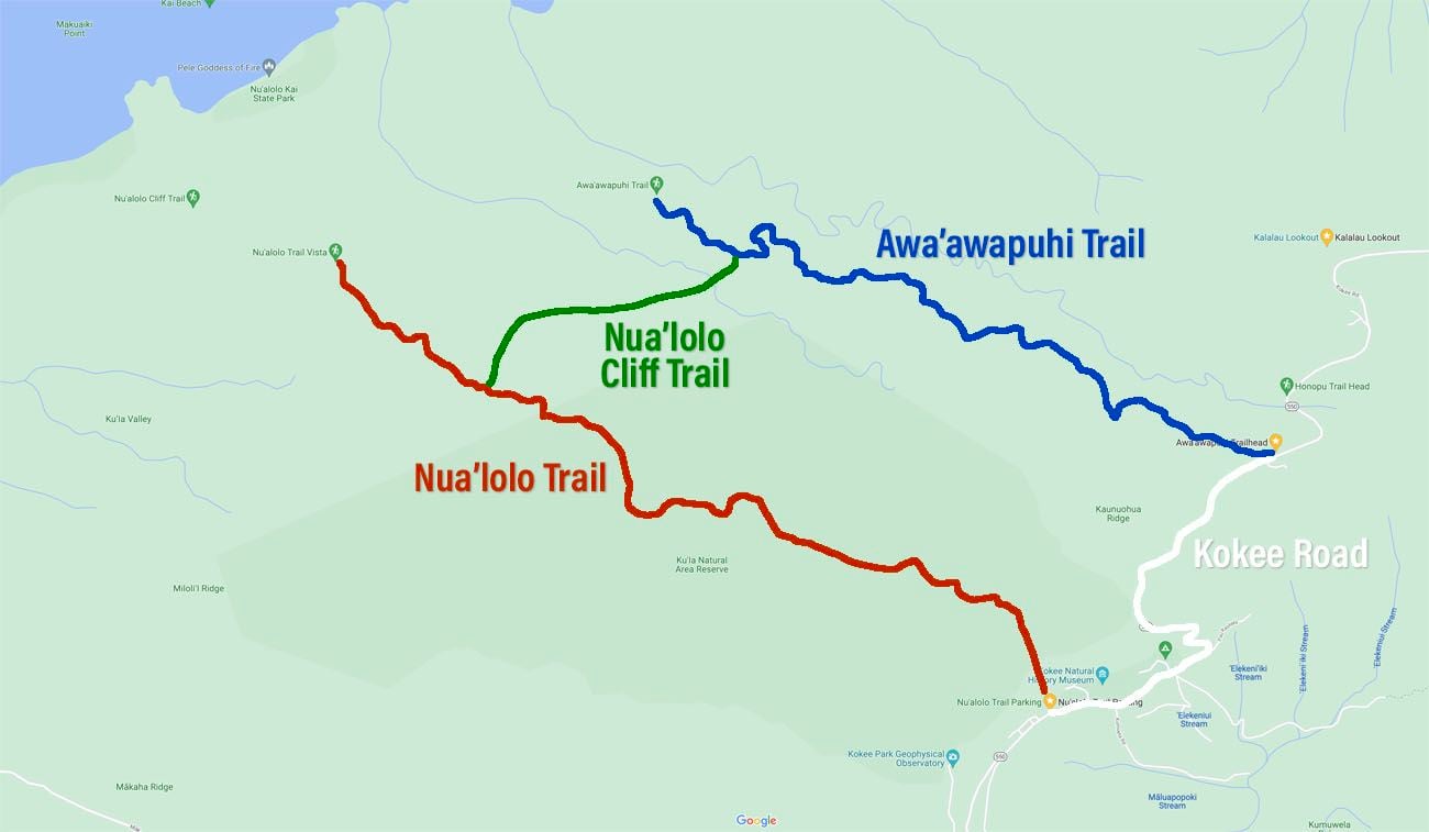 Nualolo Trail Loop Map
