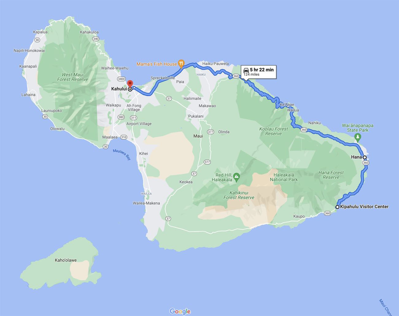 Road to Hana Map