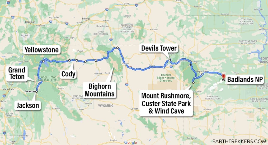 Yellowstone, Devils Tower, and Mount Rushmore 10 Day Road Trip
