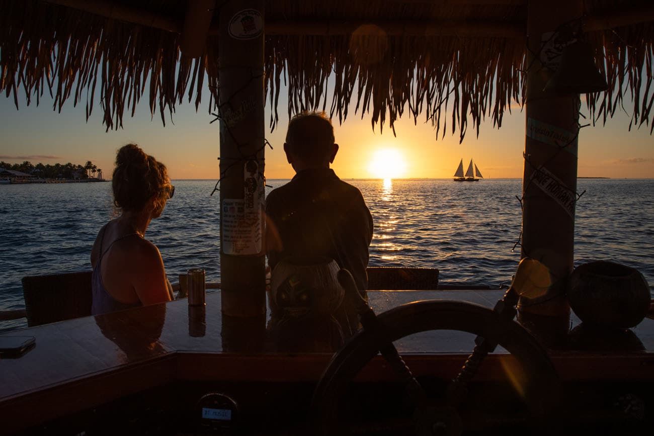 Key West Tiki Bar Boat Sunset