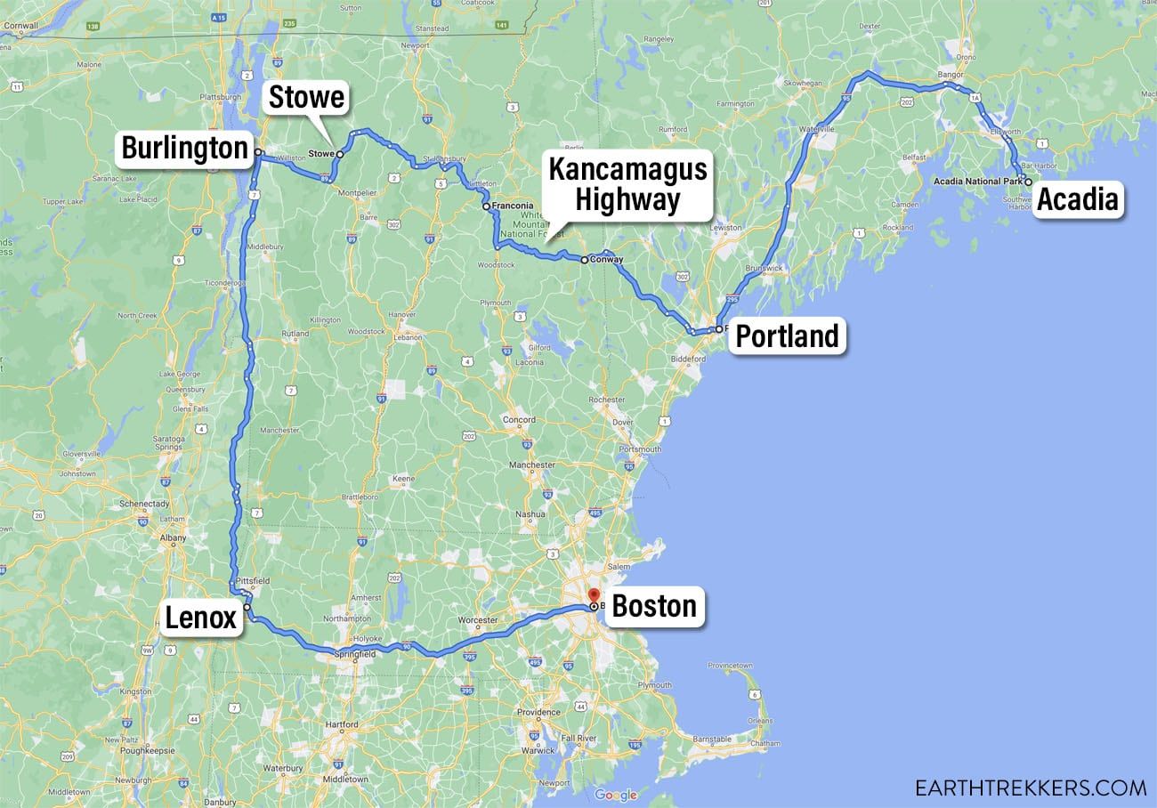New England Road Trip Map