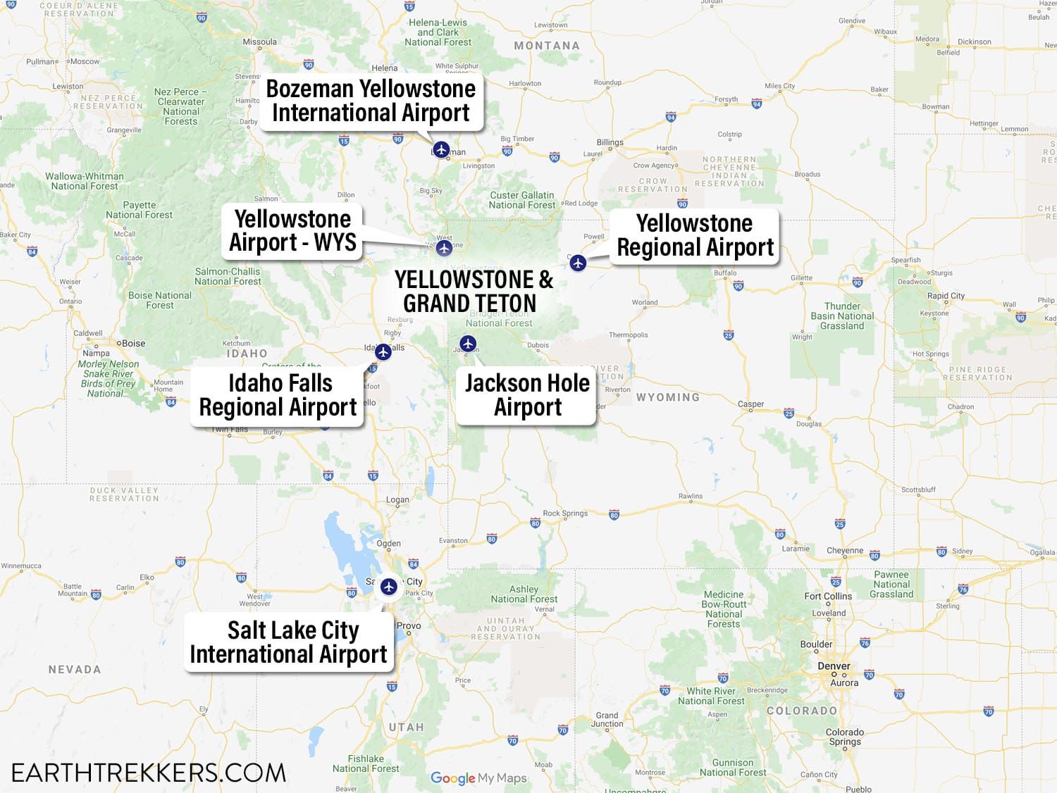 Airports near Yellowstone Map