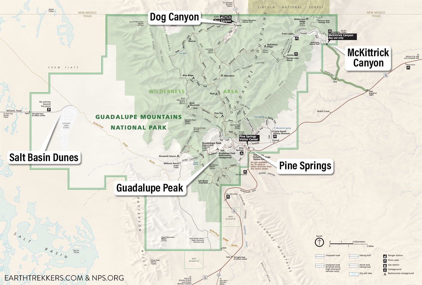 Guadalupe Mountains NP Map