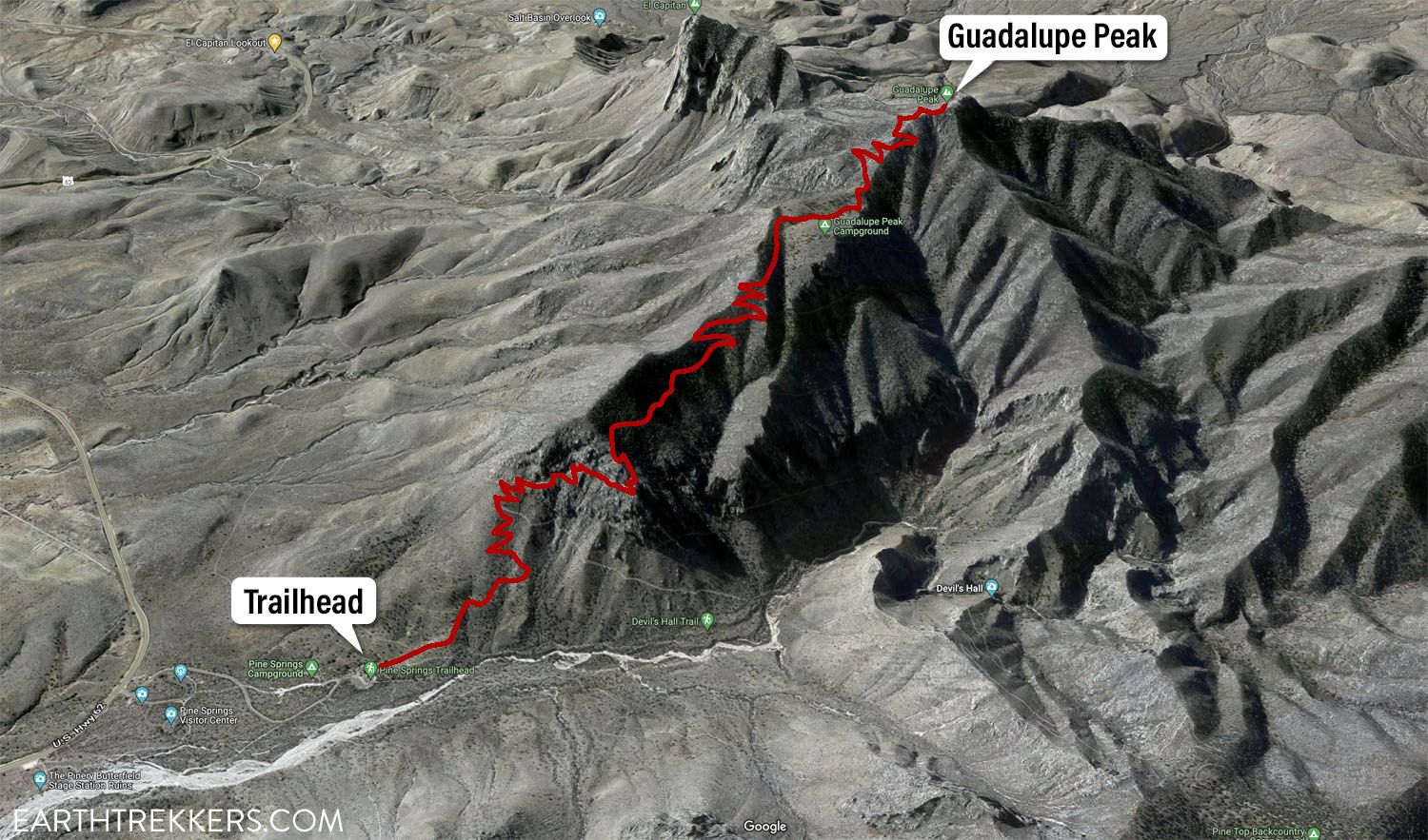 Guadalupe Peak Trail Map