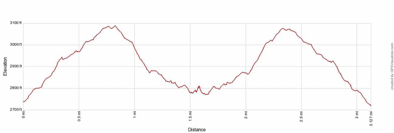Fortynine Palms Oasis Elevation Profile