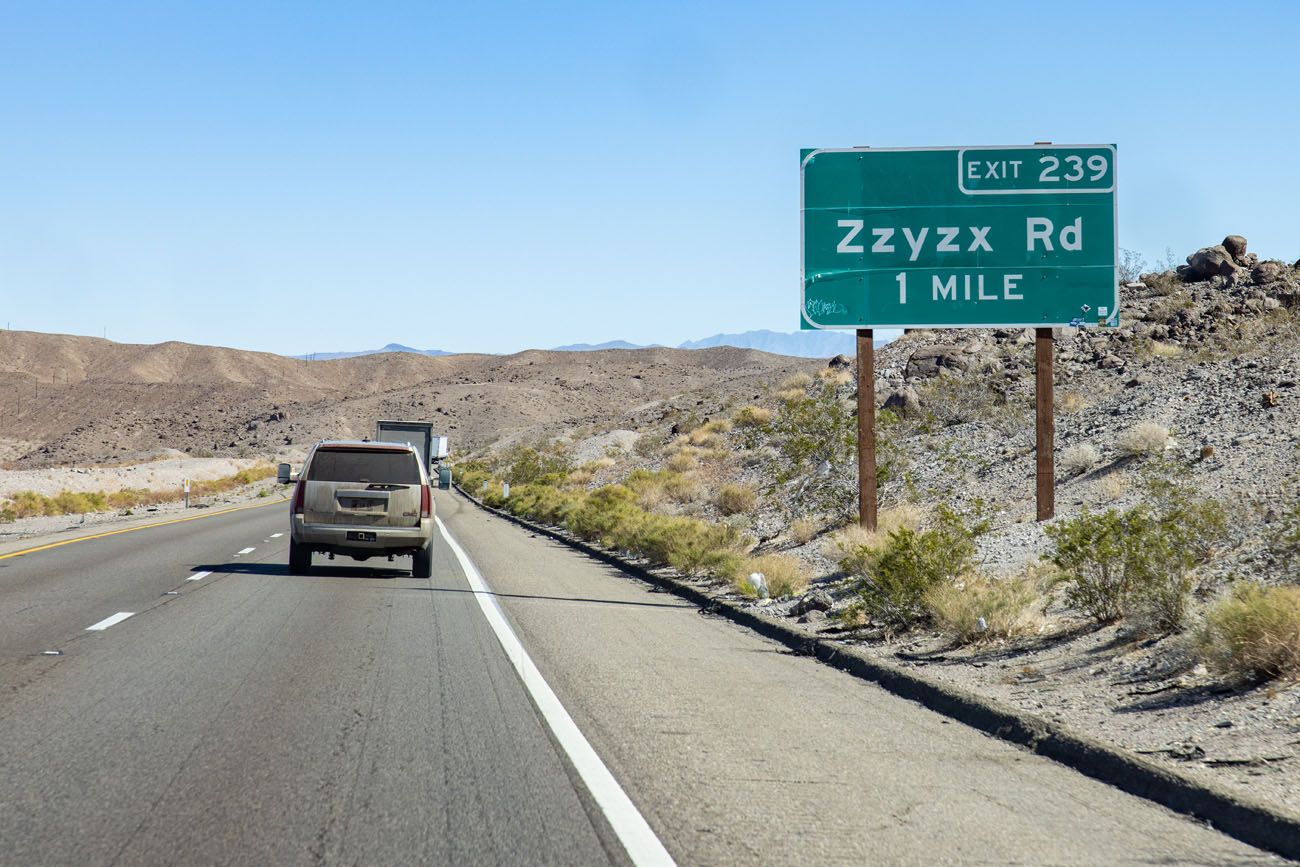 Zzyzx Road Sign