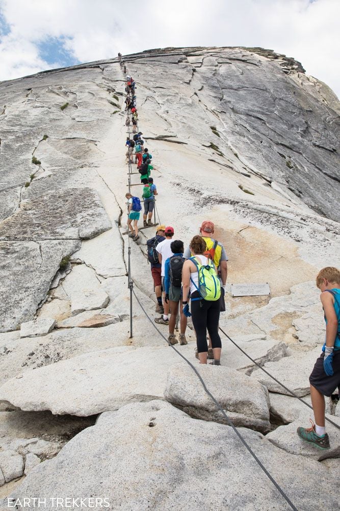 Line of People on Half Dome Cables