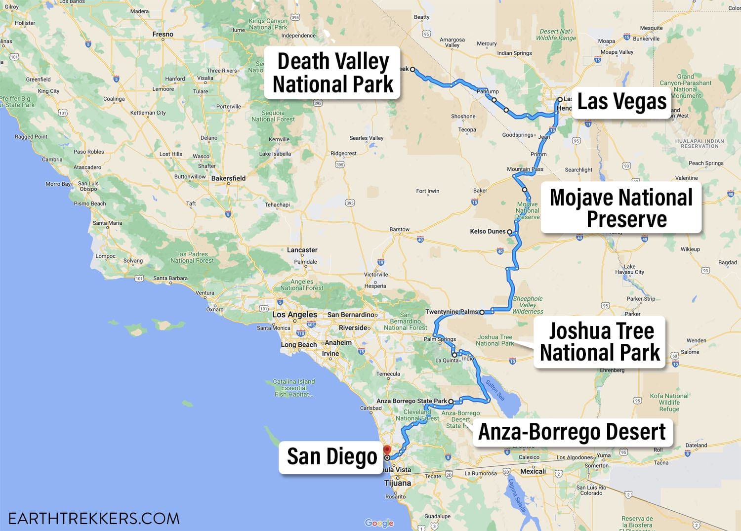Southern California Road Trip Map