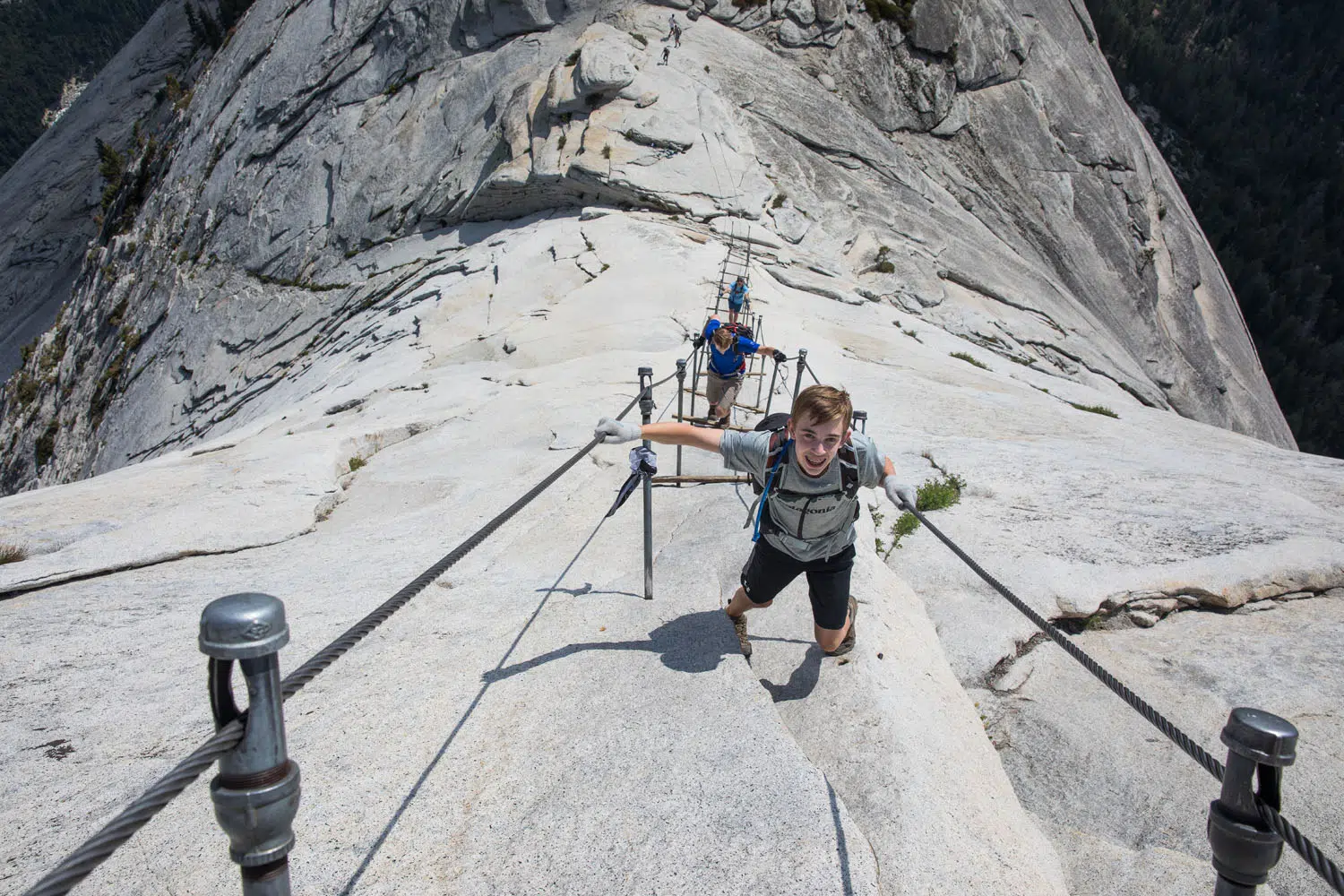 Tyler on the Half Dome Cables