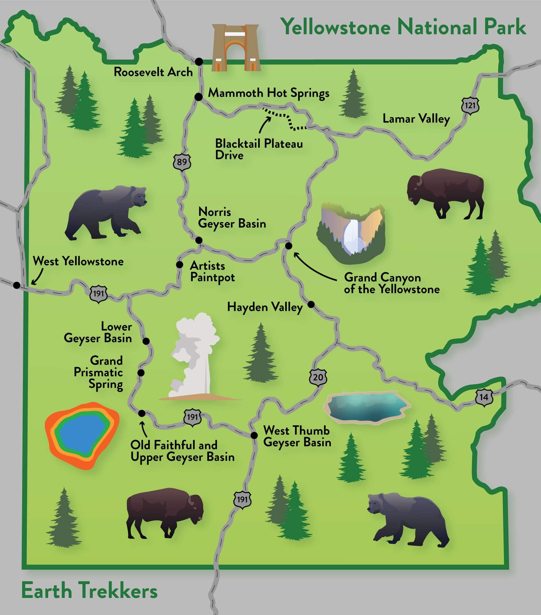 Yellowstone National Park Map .optimal 