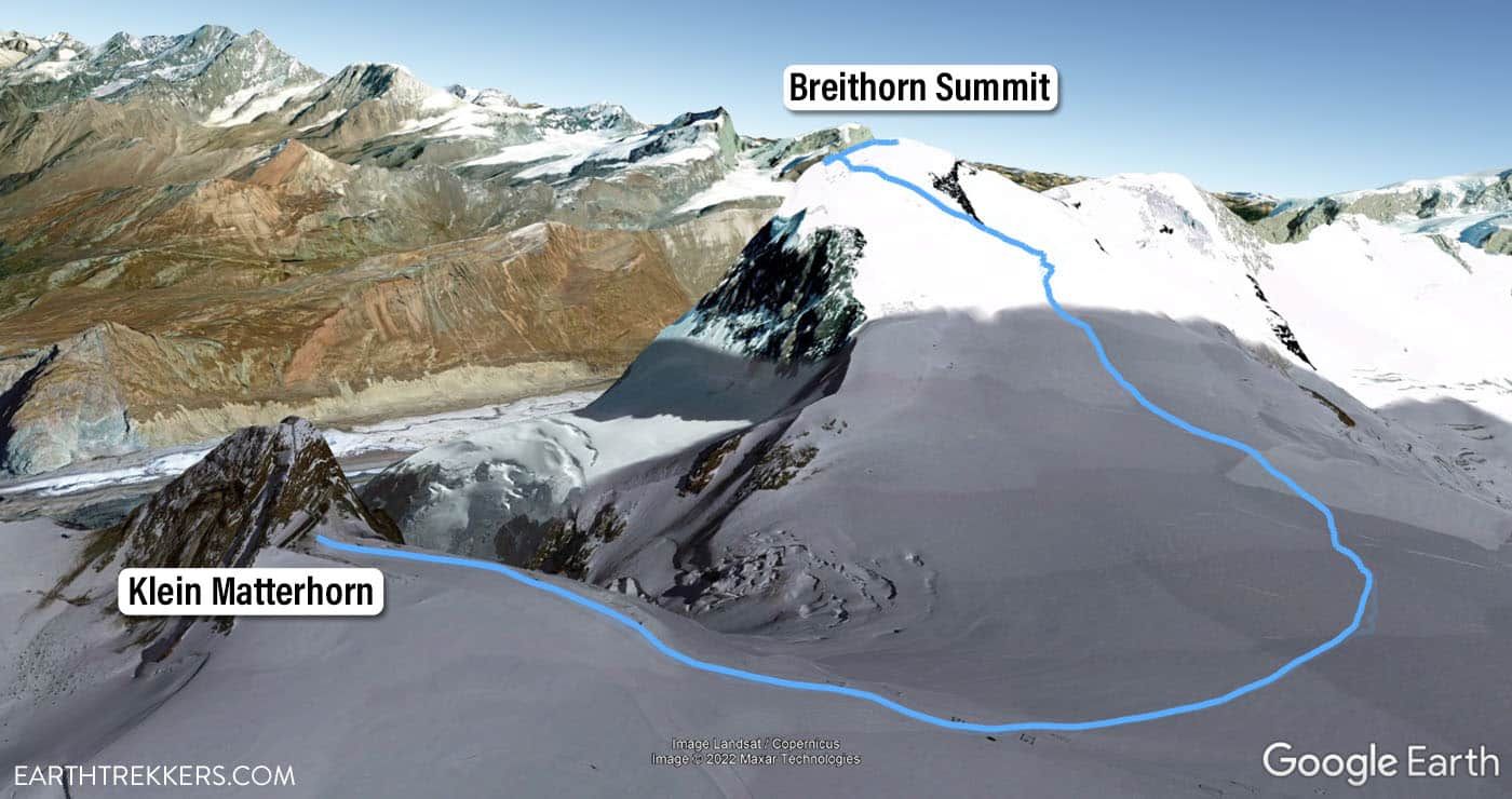 Breithorn Climb Map