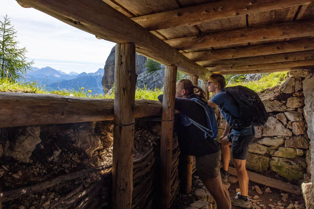 Tyler and Kara in the Cinque Torri Bunker