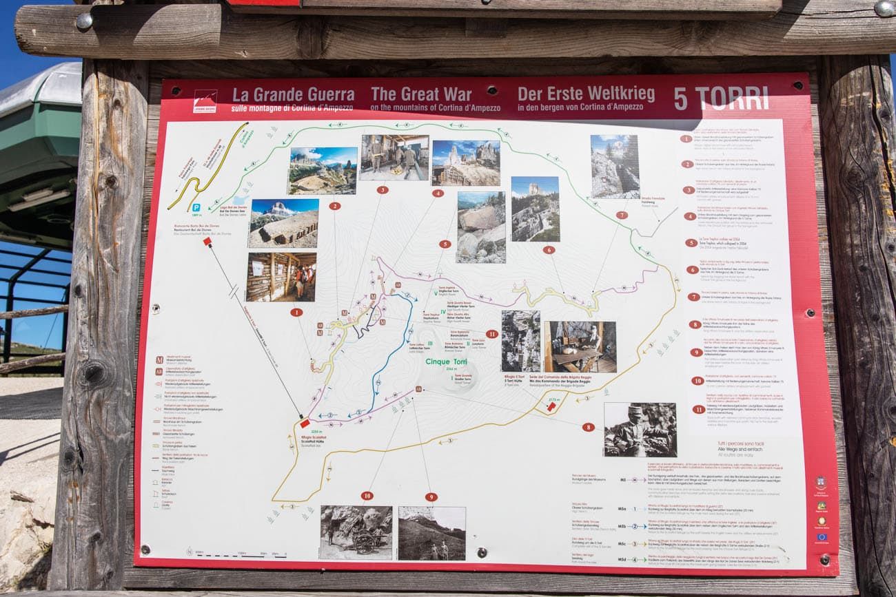 Map Cinque Torri Hike