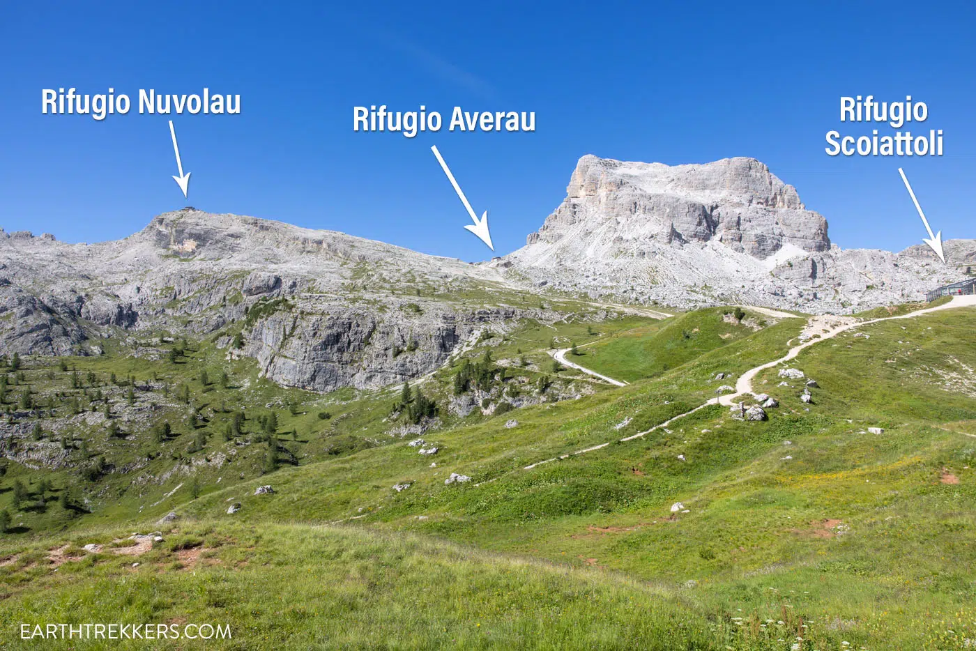 Photo showing the location of Rifugios Nuvolau, Averau, and Scoiattoli