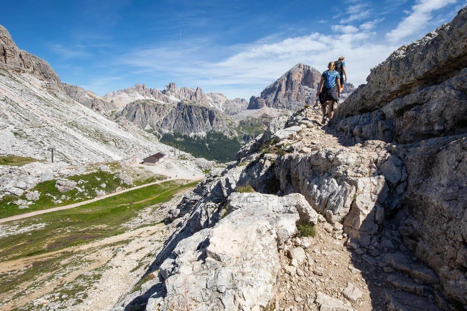 Kara and Tyler on the trail to Rifugio Nuvolau