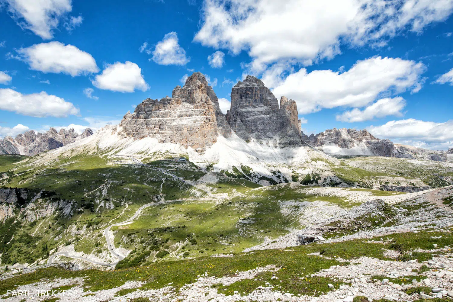 The backside of Tre Cime di Lavaredo on a picture perfect day