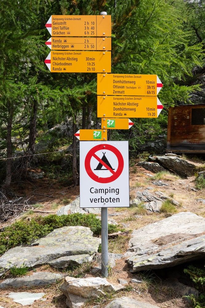 Europahutte Trail Sign