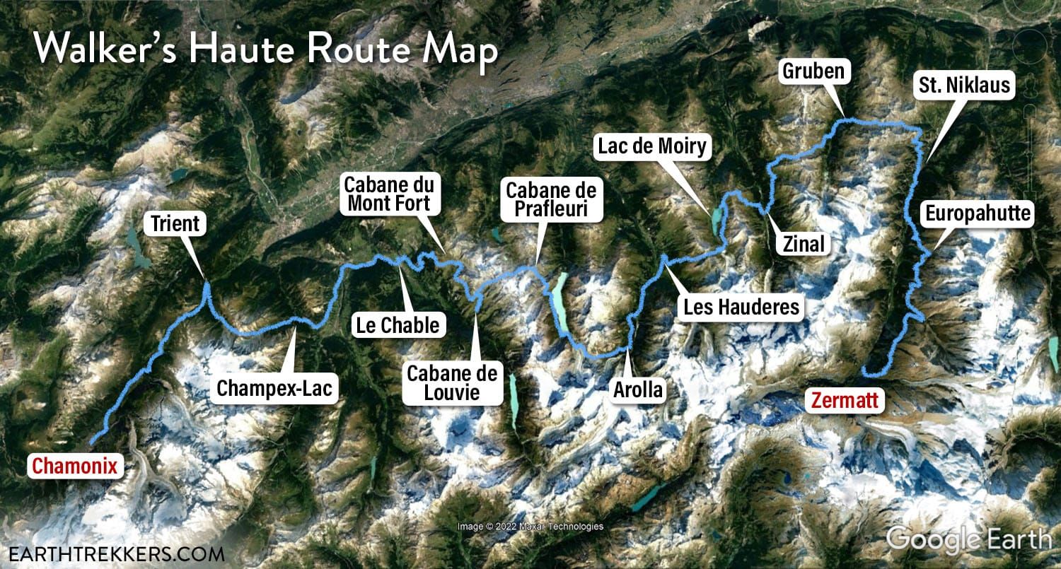 Walkers Haute Route Map