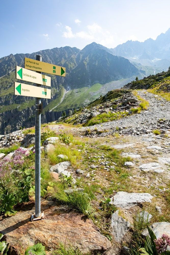 Argentiere View Hike Sign