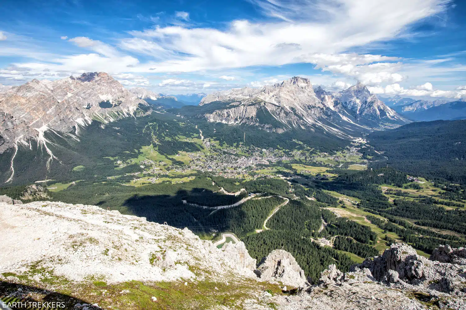 The view of Cortina d'Ampezzo from the Tofana cable car