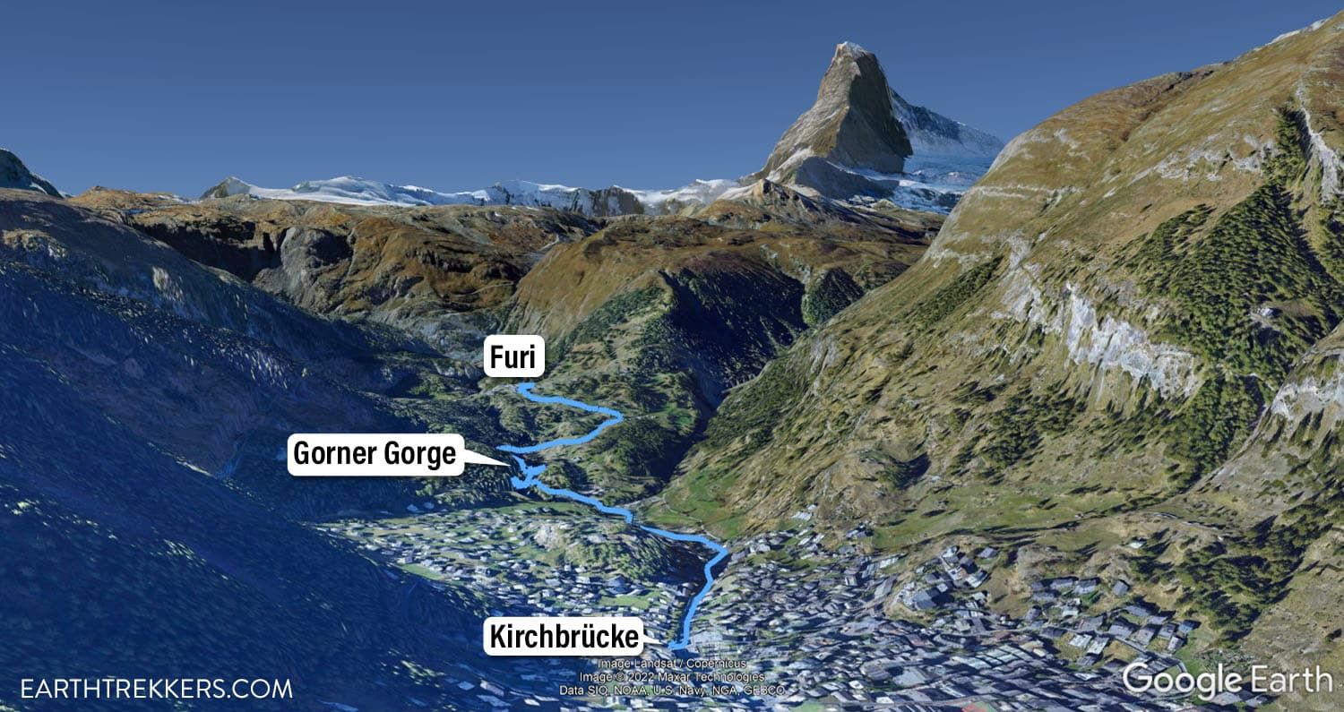 Furi to Zermatt Hiking Map